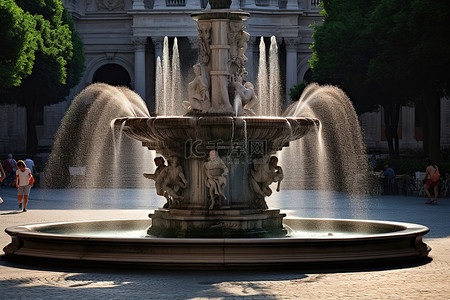 意大利街道背景图片_有喷泉的喷泉