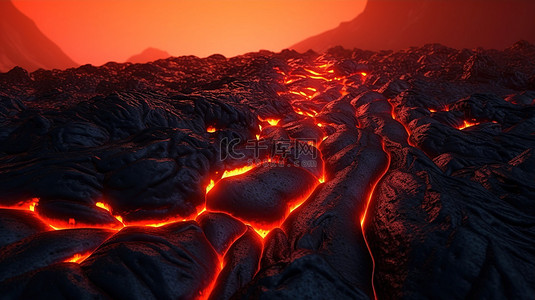 地裂背景图片_在 3d 渲染中抽象火山背景冷却玄武岩熔岩