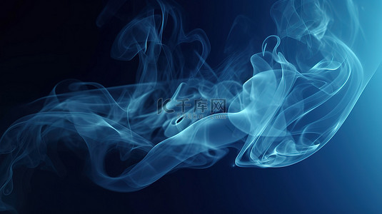 喷粉末背景图片_通过 3D 插图和渲染创建的超现实主义蓝色烟雾背景