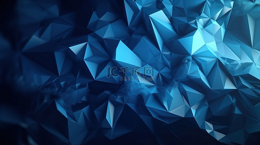 花背景图片_具有蓝色多边形马赛克背景的商业设计模板的创新 3D 插图