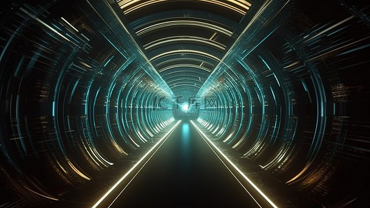 高清壁纸背景图片_科幻隧道与装饰设计 4k uhd 3d 插图