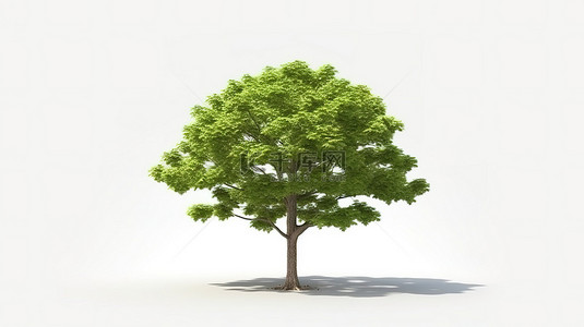 孤立的白色背景插图，描绘了一棵雄伟的宏碁马可菲尔姆树，庆祝自然和物体