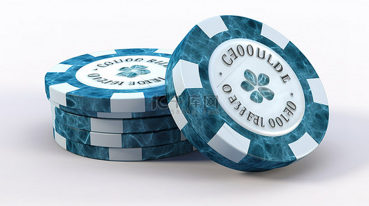 带有剪切路径的 3d 渲染中的赌场蓝筹和轮盘赌
