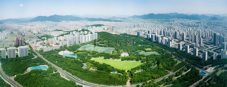 城市航拍背景图片_首尔市 首尔 韩国 鸟瞰图 航拍图片