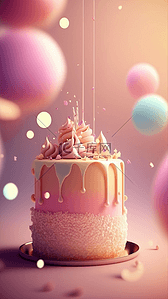 生日蛋糕气球光斑唯美背景