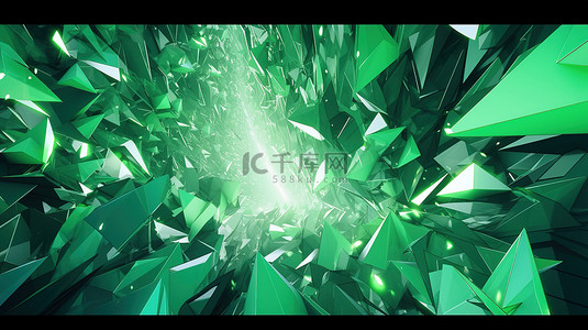 统一背景下 3d 渲染中的绿色抽象几何