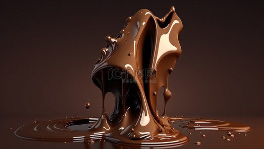 液体飞溅背景图片_巧克力可可融化背景