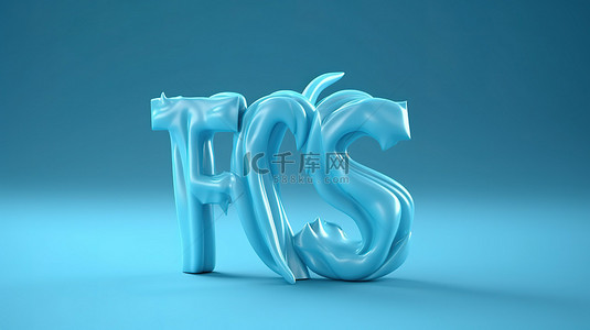 3D 渲染的蓝色背景展示了以“牙线”一词形状设计的牙线