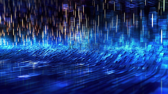网络空间中流动的蓝色几何线诠释高速大数据连接