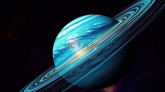 星空背景图片_天王星在外层空间的 3d 插图