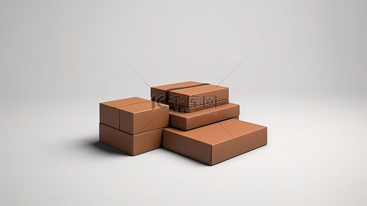 生态友好的工艺纸箱覆盖皮革礼品盒隔离空白模板标签包 3D 渲染