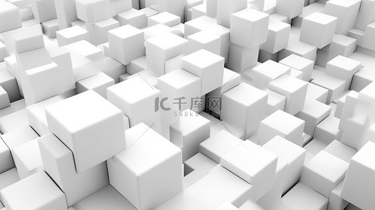 关闭几何白色立方体抽象的 3D 渲染