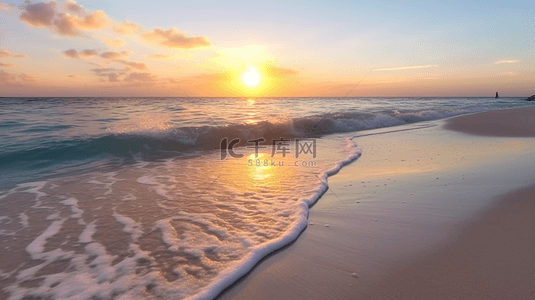 海边的海星背景图片_海边沙滩美丽的日落风景