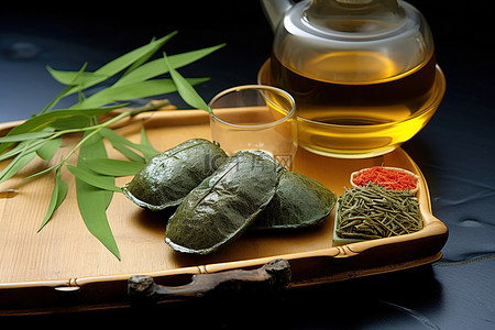 日本清酒和竹子蔬菜