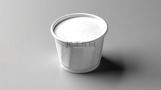 爱健康背景图片_从顶视图看含白色酸奶油酸奶的银箔盖塑料杯的 3D 渲染