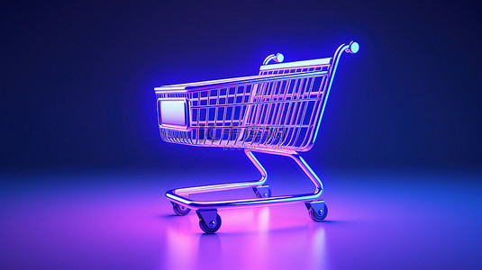 蓝色和紫色的新购物网络术语 3D 渲染
