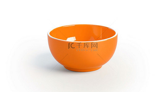 白色水煮背景图片_白色背景与橙色陶瓷碗的 3d 渲染