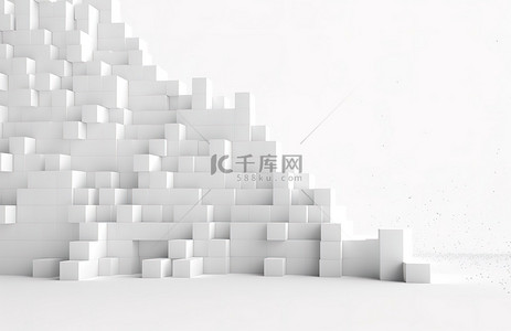 白色立方体背景图片_墙上的白色立方体