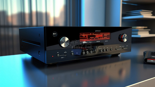 音乐播放器背景背景图片_带网络接收器 CD 和 MP3 播放器的样机微型 Hi Fi 立体声系统的 3D 渲染