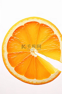 白色背景上的一片橙子