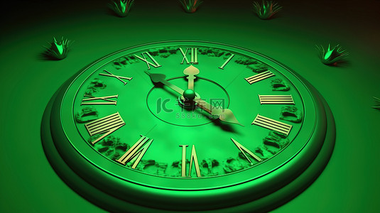 时钟表盘背景图片_绿屏 3D 渲染模拟时钟显示距午夜一分钟
