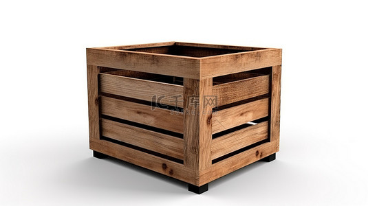 大型商品背景图片_白色背景下的大型木箱的 3D 渲染