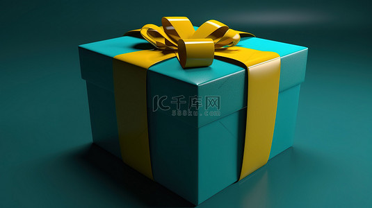 生日背景图片_以 3d 呈现的黄色和绿松石礼品盒