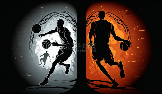 打篮球卡通背景图片_篮球运动光效速度