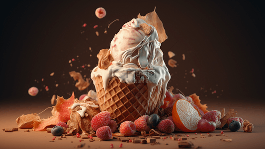 水果创意造型背景图片_水果奶油甜品美食蛋糕摄影广告背景