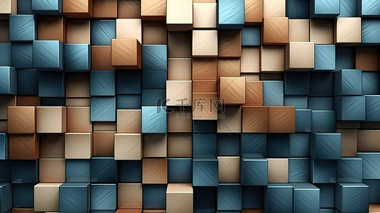 当代 3D 渲染抽象背景展示创新瓷砖墙设计