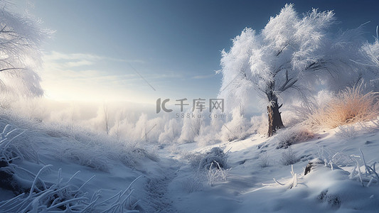 大雪背景图片_冬天季节蓝色白天