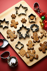 饼干曲奇背景图片_圣诞饼干模具 船上摆放的饼干模具和装饰品