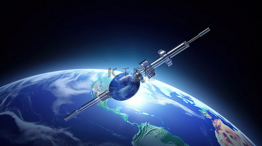 地球接受用医用注射器和针头注射的疫苗 3D 渲染图像，具有 NASA 元素