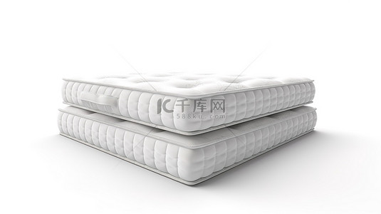 在白色背景上分离的多个白色床垫的 3D 渲染