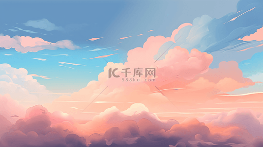 彩色云朵卡通插图天空背景创意插图