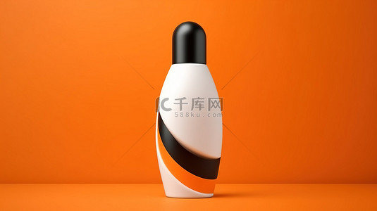单色乳液瓶在充满活力的橙色背景下的 3D 渲染