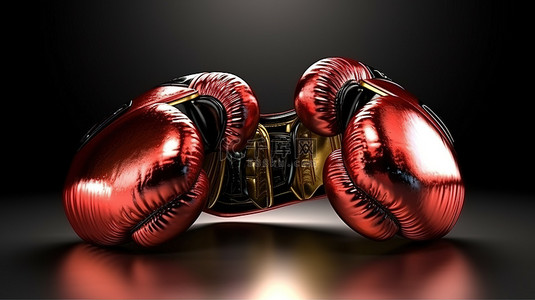 拳击背景图片_3d 渲染的拳击手套