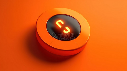 音乐元素背景图片_橙色背景，按钮上有 3D 音乐，时尚的游戏设计元素