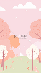 夏季稻田背景图片_田野树木粉色简单背景