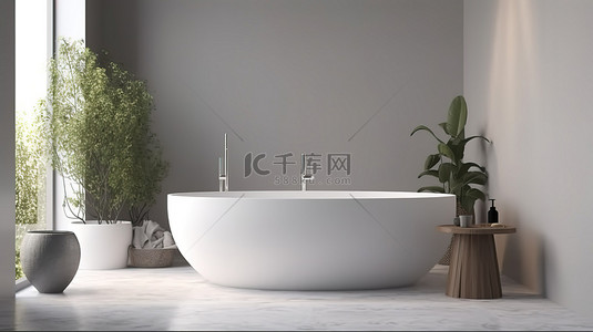 3d 渲染中的极简主义浴室概念