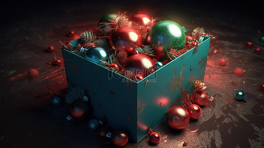 圣诞背景图片_圣诞快乐3d礼盒渲染