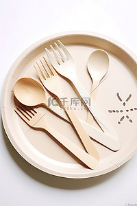 我喜欢生态餐具盘子和叉子