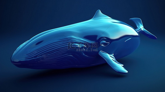 一只独特的抽象蓝鲸的插图 3d 渲染