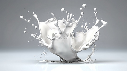 溅牛奶和酸奶 3D 渲染创作