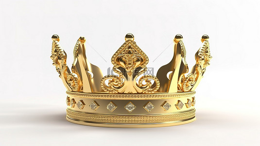 纹章背景图片_白色背景下 3D 渲染中的金色皇冠
