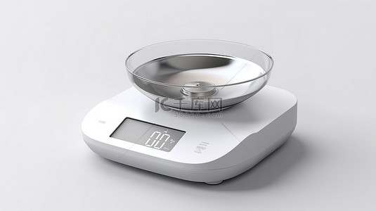 电子产品背景图片_白色背景下电子食品秤的 3D 渲染