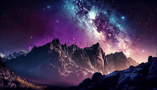 紫色梦幻背景背景图片_星空山脉紫色梦幻背景