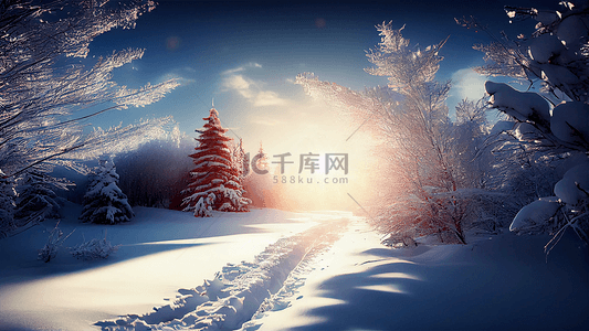 大雪背景图片_冬季雪景树枝背景