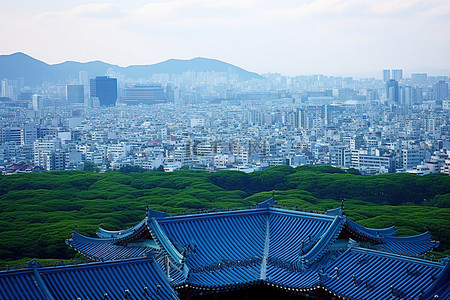 首尔城市背景图片_首尔城市之巅蓝色海湾