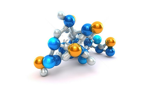 细胞分子背景图片_干净的白色背景上胃蛋白酶的 3D 模型